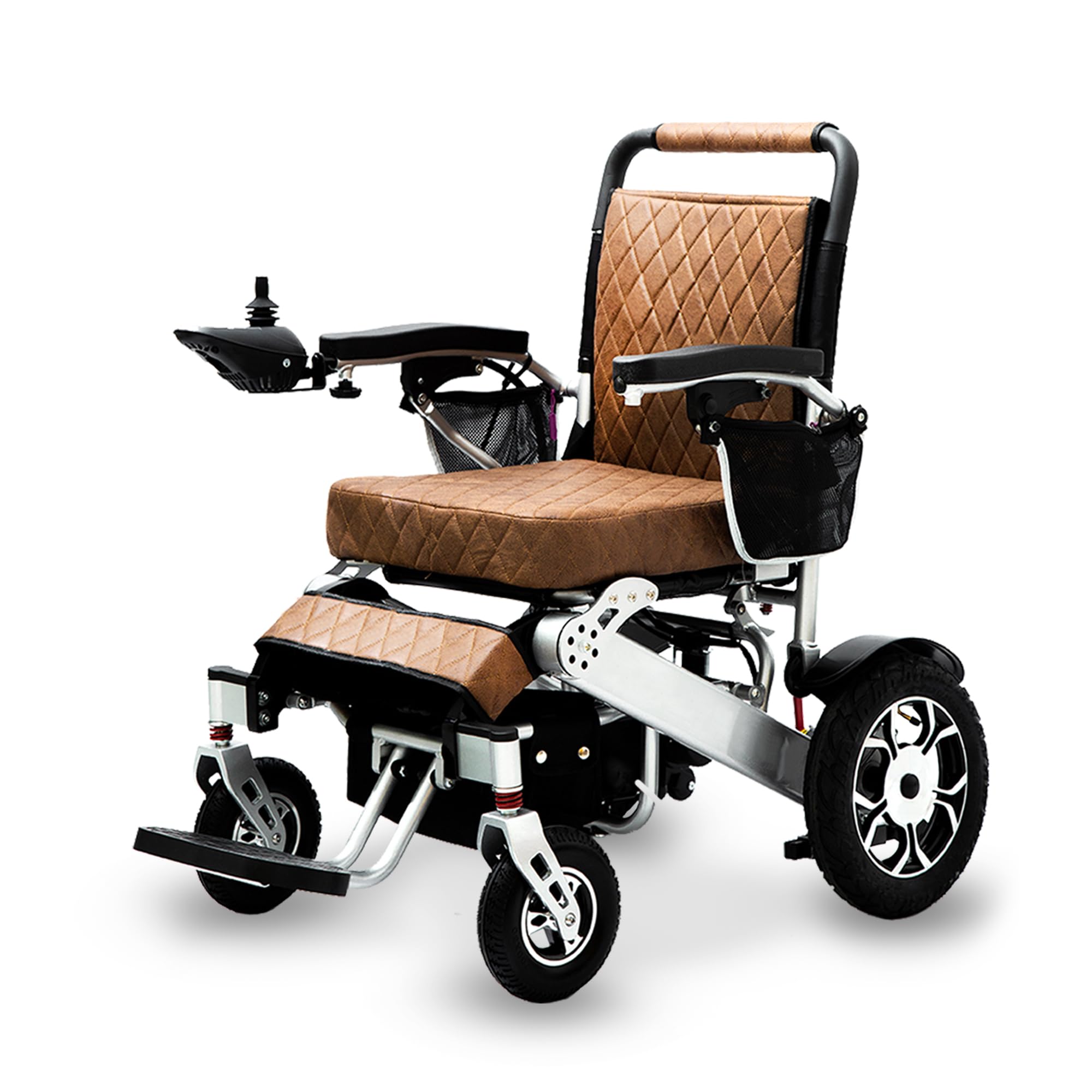 Culver Mobility Wolf Electric Wheelchair for Adults - All Terrain Lightweight Foldable Power Wheelchair with Remote Control - XL Comfortable Motorized Mobility Scooter for Indoor/Outdoor Use (Brown)
