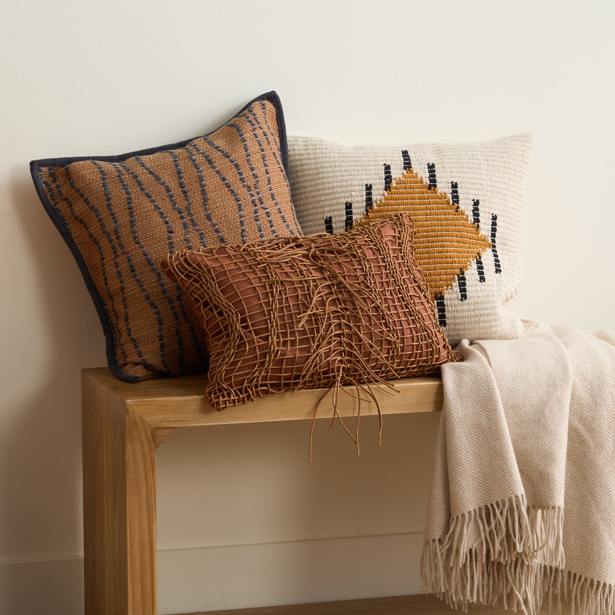 Premium Leather Tassel Cushion Cover - Soft & Durable Home Decor for Sofa, Bed, Chair - Boho Chic Living Room & Bedroom Accessory