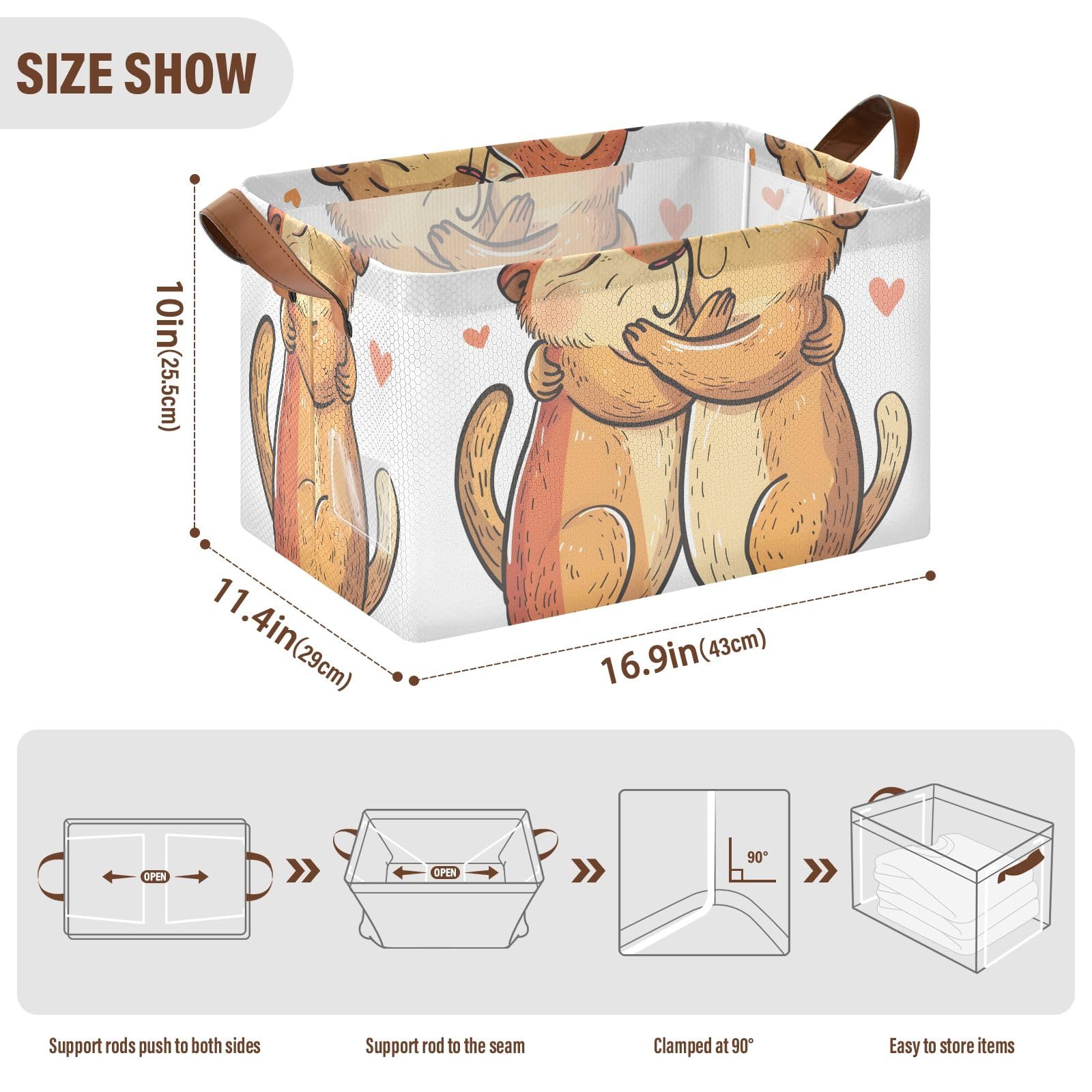 ALAZA Collapsible Closet Storage Cubes & Baskets - 2 Pack Organizer for Shelves | Capybara Hugging Design | Perfect for Bedroom, Closet & Kids Room Organization