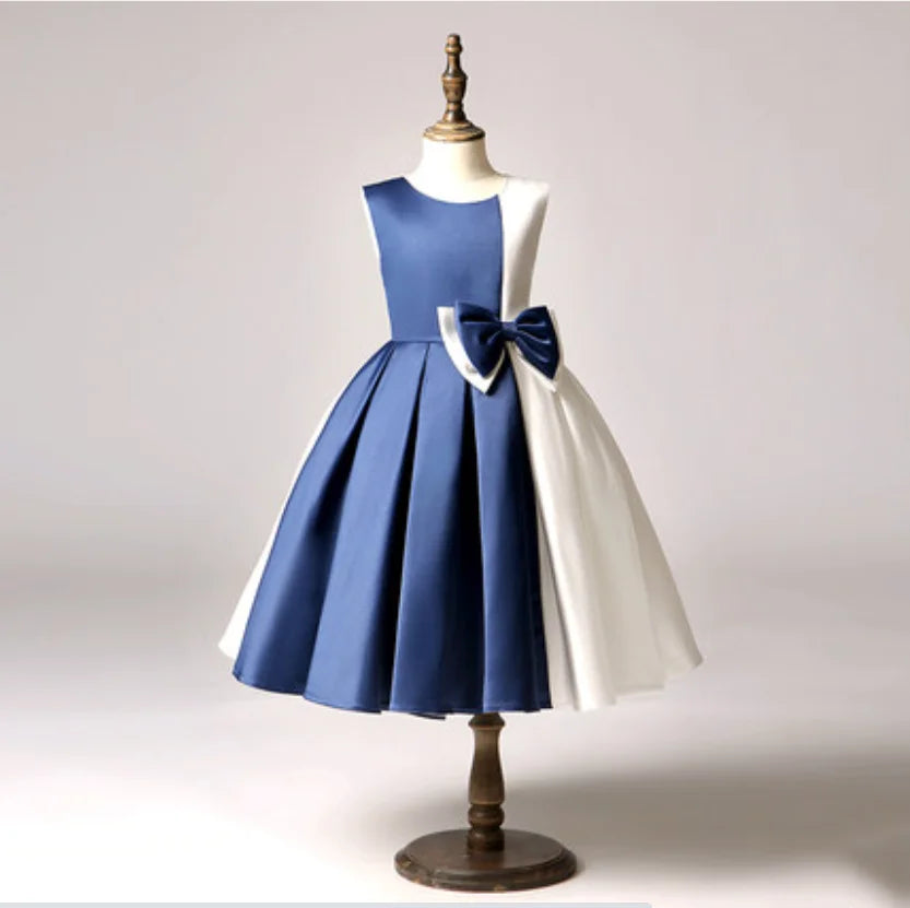 Satin Flower Girl Dress with Bow - Elegant Junior Bridesmaid Gown for Formal Wedding & Special Occasions | Perfect for Flower Girls, Pageants & First Communion