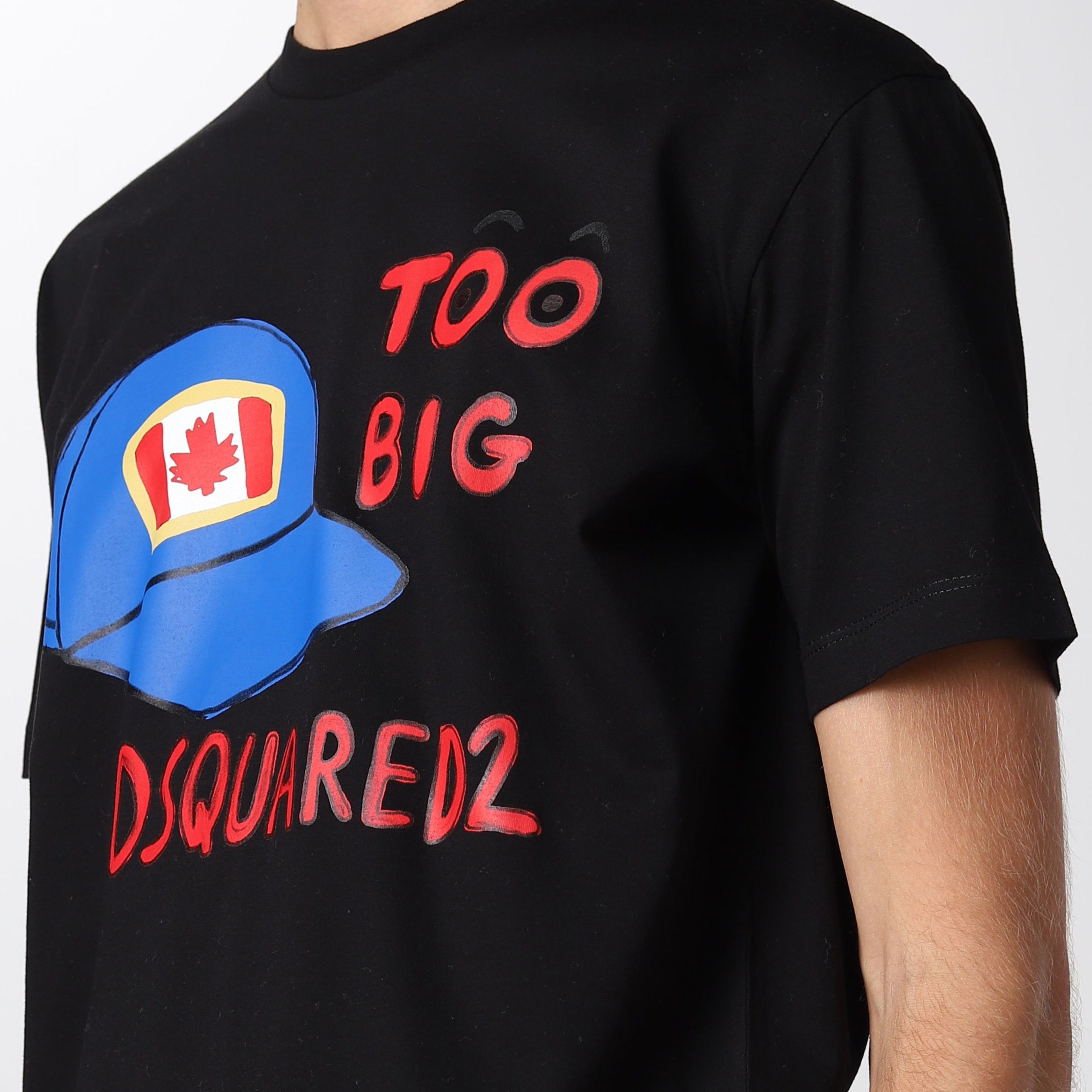 DSQUARED2 Black Cotton Cap Sleeve T-Shirt for Men - Casual Streetwear Fashion Top for Everyday Wear & Outfits