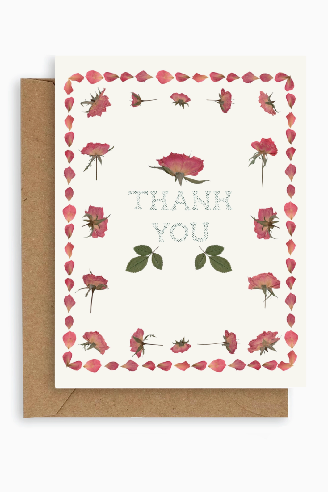 Pressed Roses Thank You Card - Elegant Floral Greeting Card for Appreciation, Gratitude & Special Occasions - Perfect for Weddings, Anniversaries & Thank You Gifts