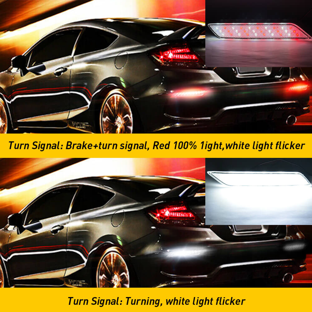 LED Rear Bumper Reflector Brake Tail Lights for 2013-2015 Honda Civic - High Visibility Safety Lights for Night Driving & Car Customization
