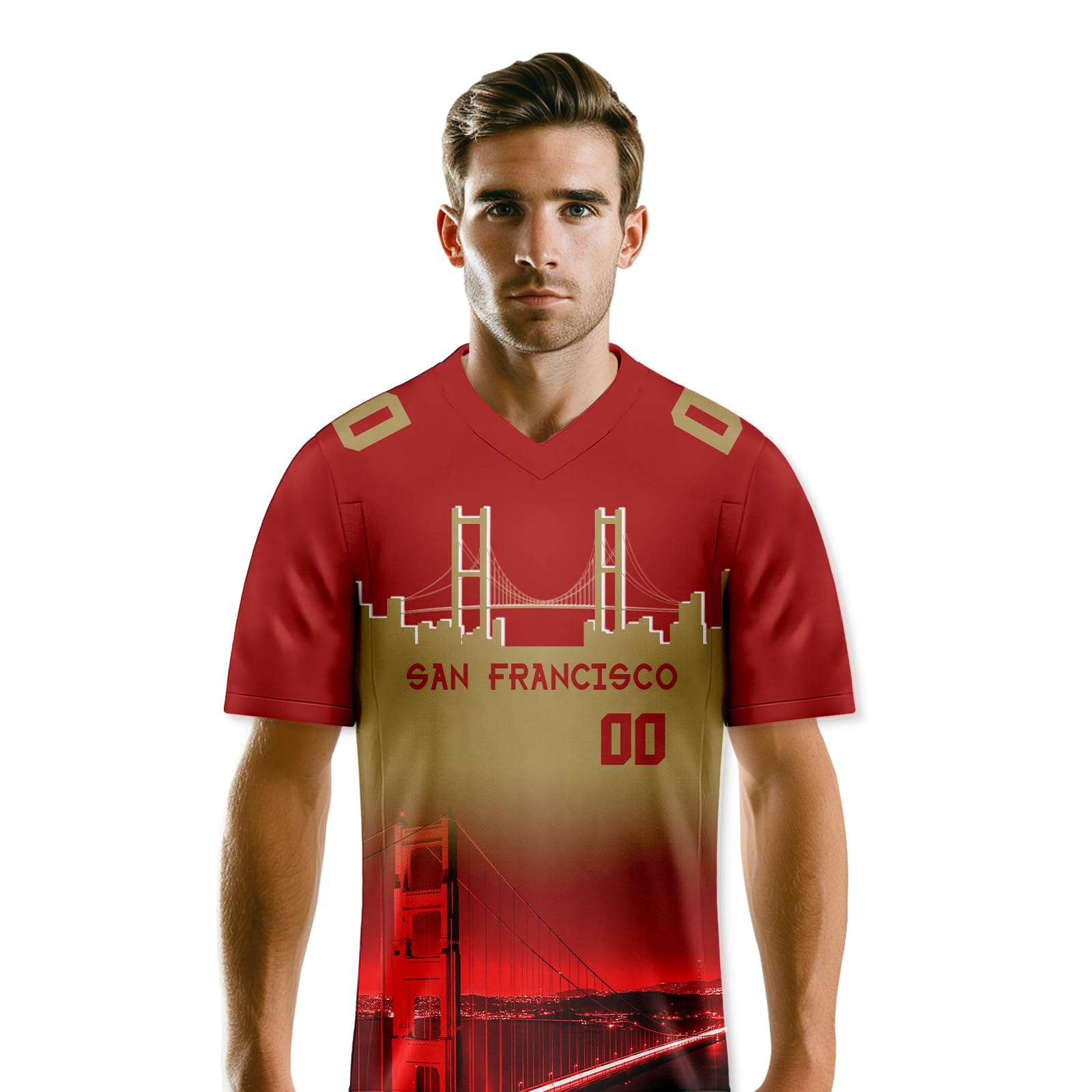 Custom Personalized Football Jersey with City Night Skyline Design - Men, Women & Youth Sports Apparel - Add Name & Number for Game Day, Fan Events & Team Support