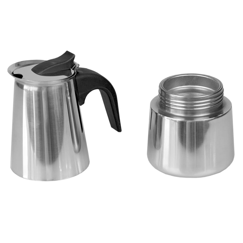 Premium Stainless Steel Stovetop Espresso Maker - 4 Cup Moka Pot for Authentic Italian Coffee | Silver Polished Coffee Maker for Gas & Electric Stoves | Perfect for Home, Office & Camping Use