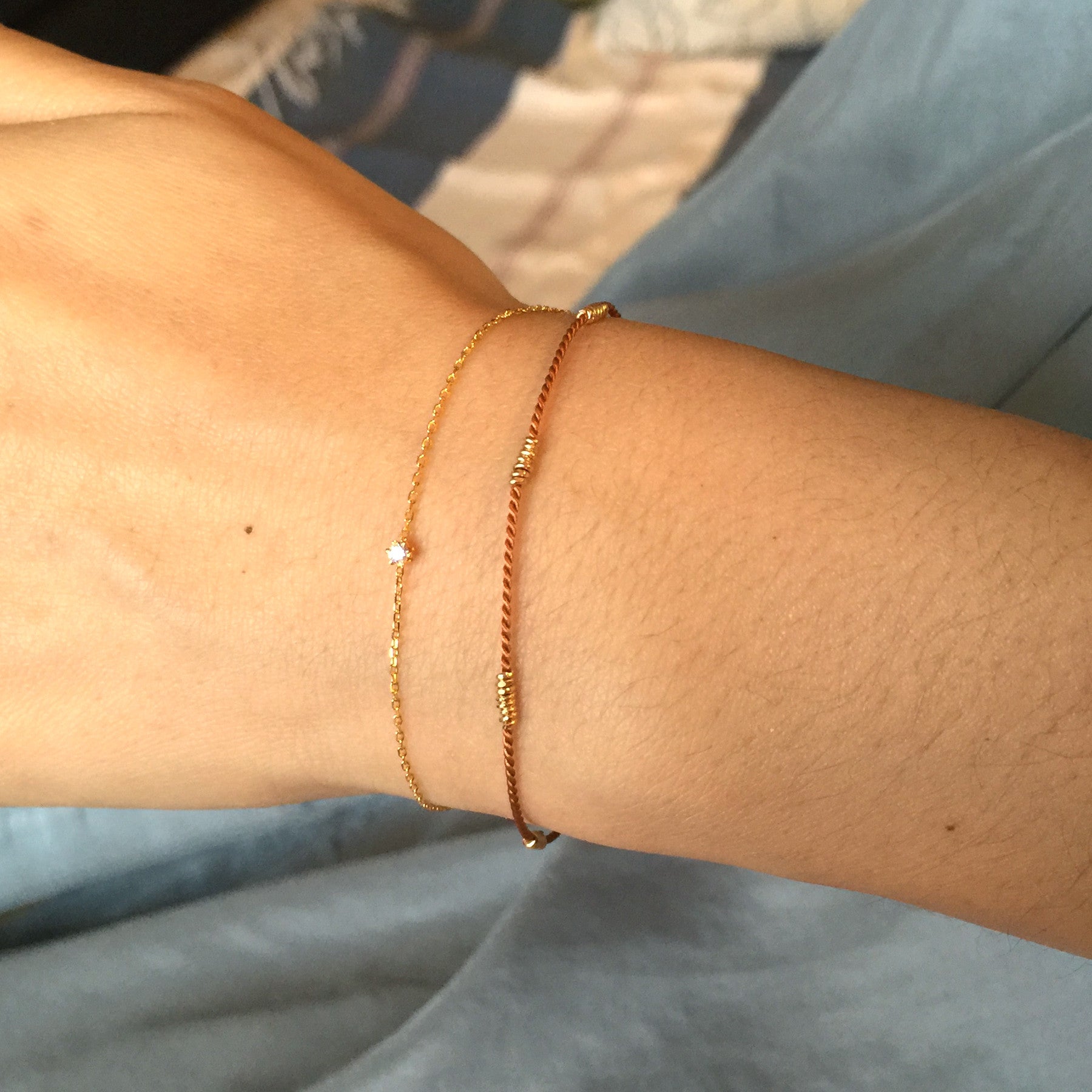 Elegant Wrapped Wire Silk Bracelet in Tan & Gold - Perfect for Women's Fashion, Boho Jewelry & Gift Giving