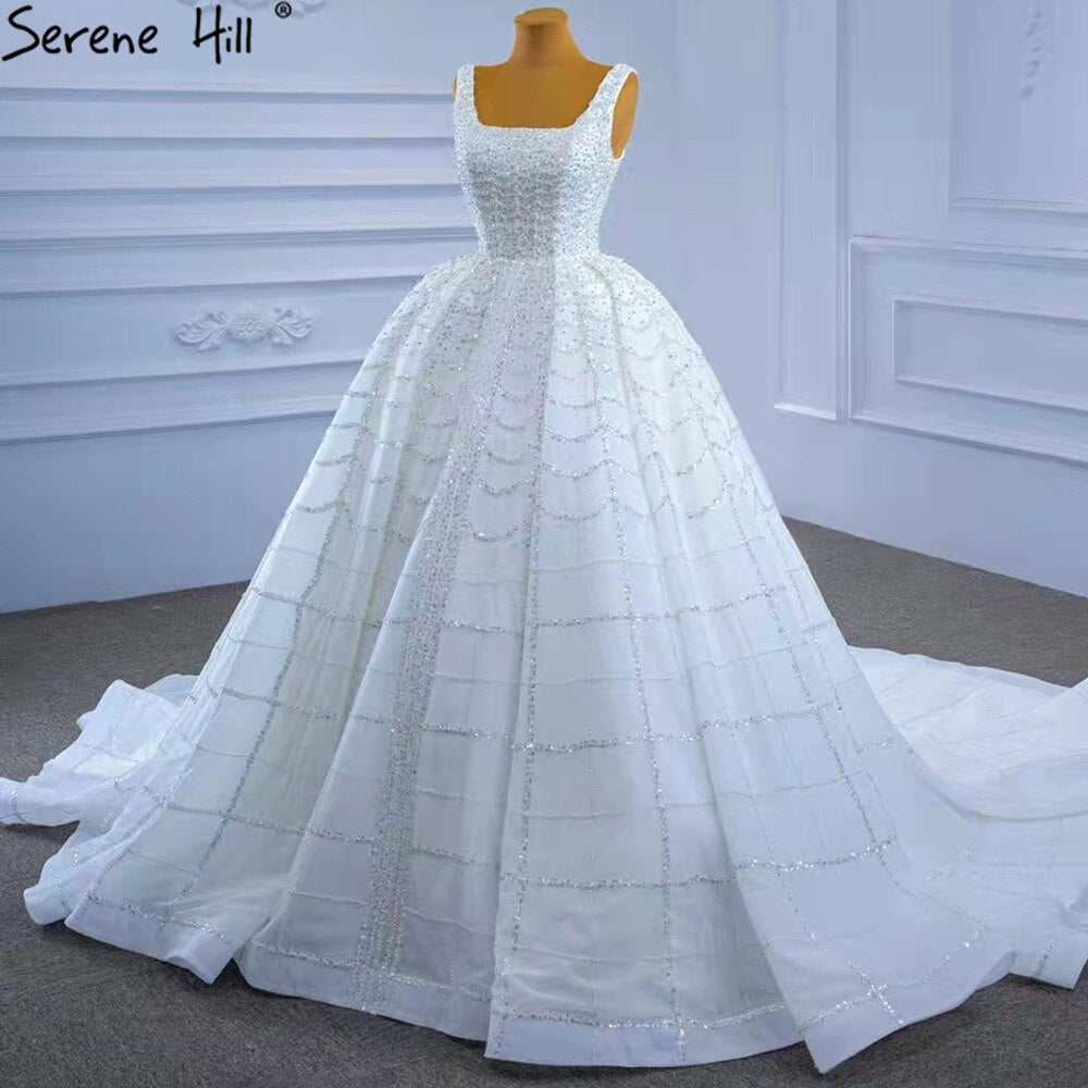 Serene Hill White Luxury Lace Up Wedding Dress 2025 - Beaded High-End Sexy Bridal Gown HM67377 | Custom Made for Church, Beach & Ballroom Weddings