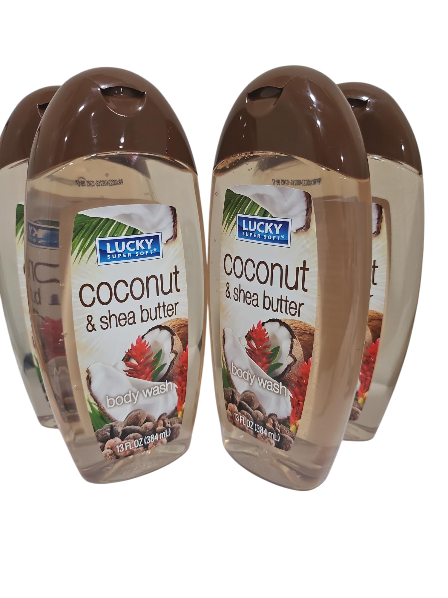 Organic Coconut & Shea Butter Moisturizing Body Wash - 13 Fl Oz (Pack of 4) - Hydrating & Nourishing Shower Gel for Dry Skin - Perfect for Daily Use, Spa Days & Gift Sets
