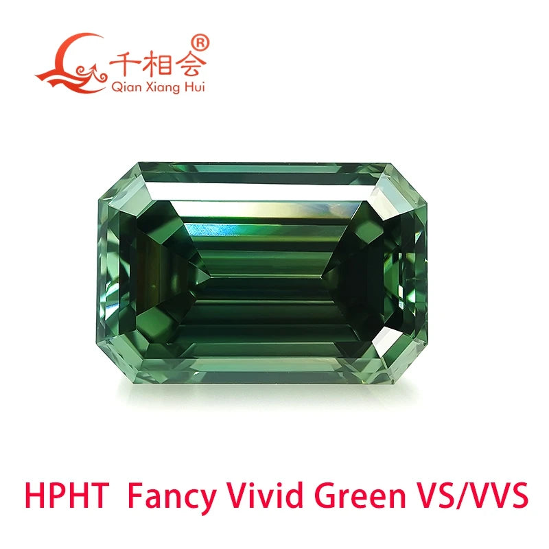 HPHT Lab-Grown Diamond - 0.5ct & 1.6ct Fancy Vivid Green Emerald Cut - VVS/VS Clarity - GEMID Certified Loose Stone for Jewelry Making & Engagement Rings
