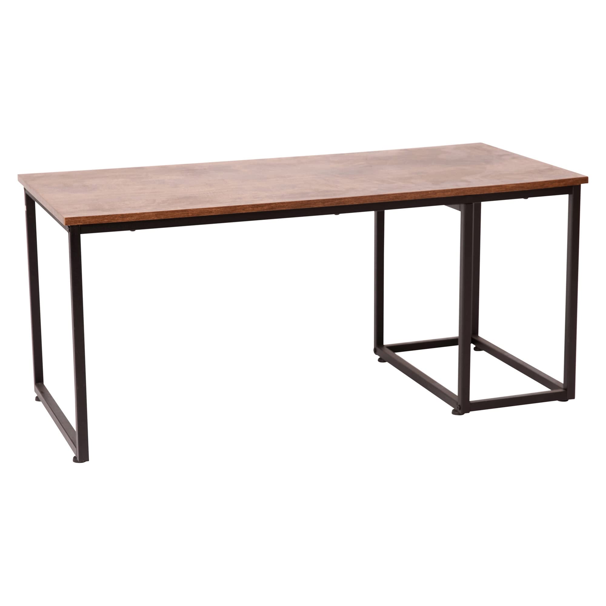 Flash Furniture Emerson 2-Piece Nesting Coffee Table Set with Walnut Engineered Wood Top & Black Sled Base Steel Frames - Includes Storage Drawer for Living Room, Office or Small Space Decor