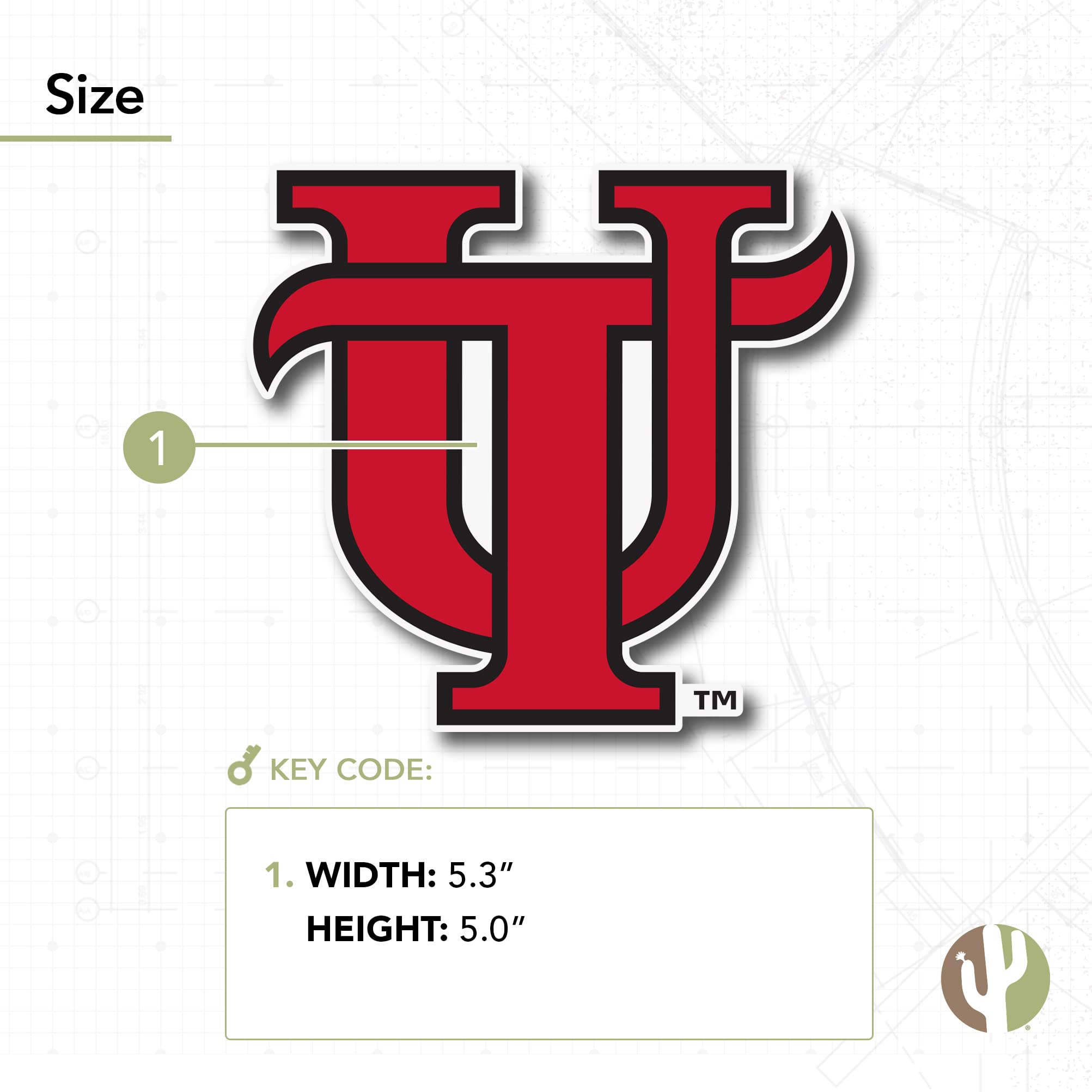 University of Tampa Spartans Desert Cactus Vinyl Decal - Laptop, Water Bottle, Car & Scrapbook Sticker (IND 00362A) - Perfect for College Pride, School Spirit & Fan Accessories