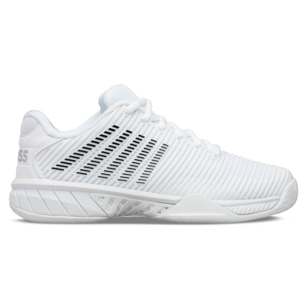 K Swiss Hypercourt Express 2 Junior Tennis Shoes for Kids - White/Black - Lightweight & Durable Court Shoes for Junior Tennis Players - Perfect for Training, Matches & School Sports