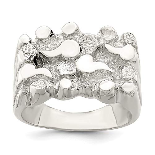 925 Sterling Silver Women's Nugget Ring - Elegant Stackable Jewelry for Everyday Wear, Gift for Her, Anniversary or Birthday Present - Perfect for Casual Outfits, Date Nights and Special Occasions