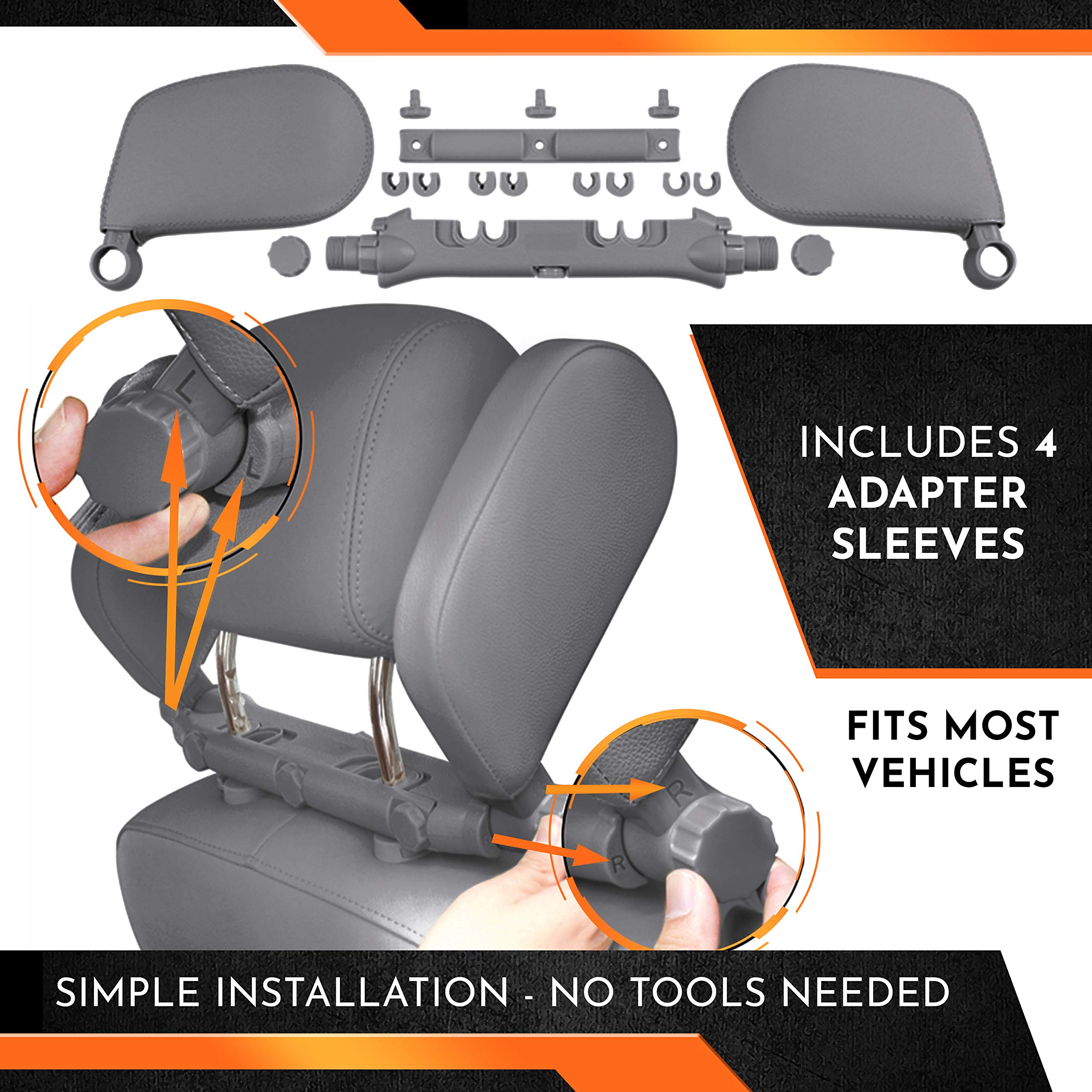 Universal Car Headrest Pillow - TOUCAN AUTO Headrest Wings for Neck Support & Comfort | Toddler Car Seat Support, Kids Car Sleeping Aid & Travel Accessories for Adults & Children | Perfect for Long Road Trips, Commuting & Airplane Travel