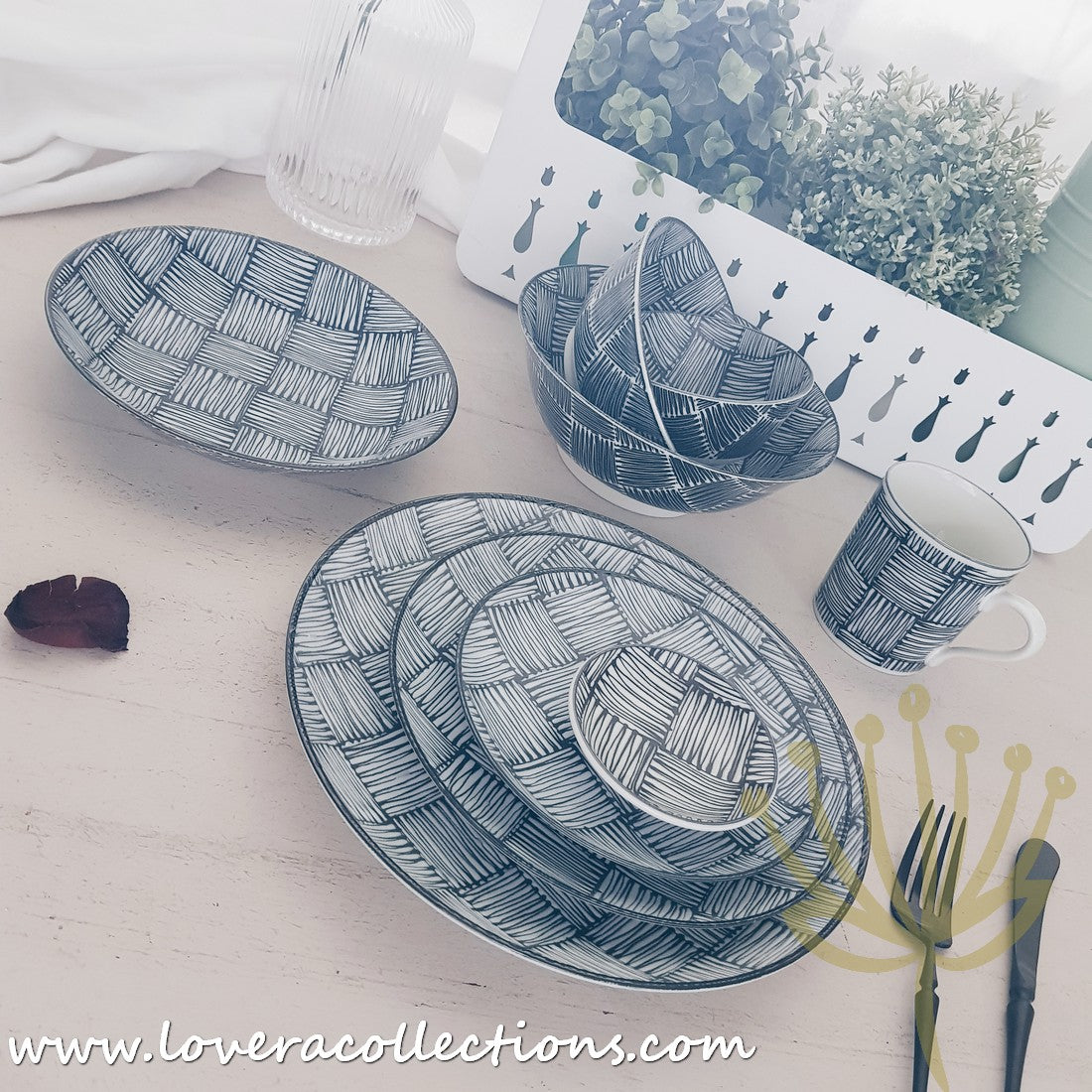 Awasaka Black & White Modern Checkered Dinnerware Set - 12-Piece Ceramic Plates & Bowls for Dining - Perfect for Restaurants, Weddings & Home Decor (60% Off Limited Time Sale)