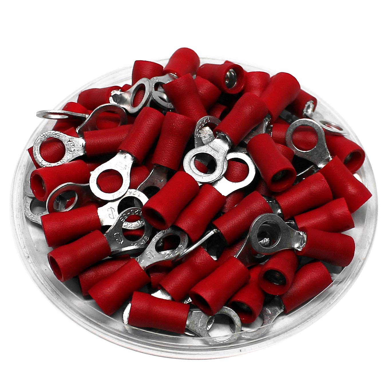 22/18 Gauge Insulated Vinyl Ring Terminal Brazed #10 - E-STR2218-100 - High-Quality Electrical Connectors for Automotive, Marine, and DIY Projects
