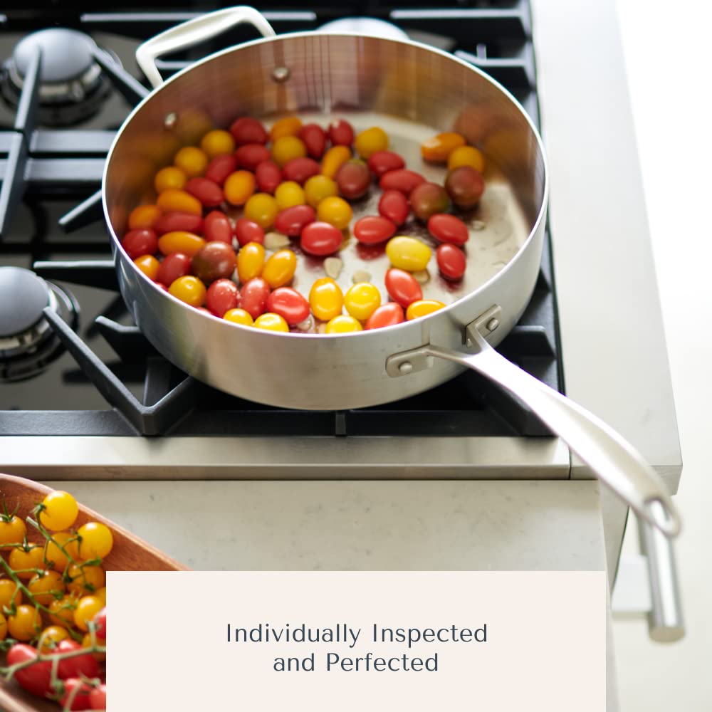 10 Inch Stainless Steel Skillet Saute Pan with Lid - Made in USA | American Kitchen Cookware for Frying, Searing & Sauteing | Oven & Stovetop Safe