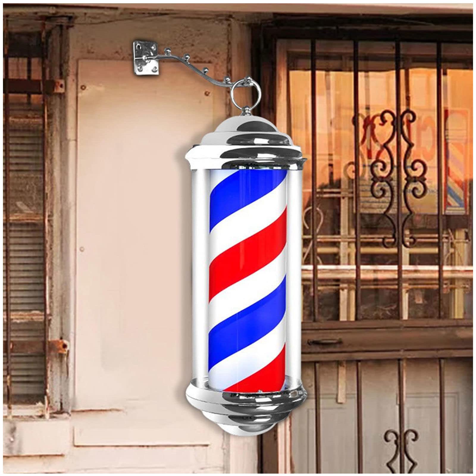 VVLXRIC Waterproof Outdoor Barber Pole Light - Classic Red & White Spiral Design for Barber Shops, Salons & Vintage Decor - Perfect for Storefronts, Themed Parties & Retro Events