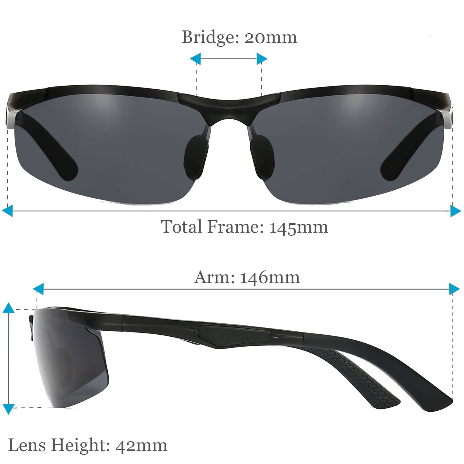 ANRRI Polarized Sports Sunglasses for Men - UV Protection, Lightweight Metal Frame for Golf, Fishing, Driving & Outdoor Activities | Perfect for Summer Sports and Adventure Travel