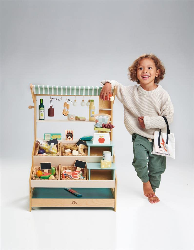 Tender Leaf Toys General Store Pretend Play Set for Kids Ages 3+ - Wooden Market Stall with Shelves, Role Play Toy for Preschoolers | Perfect for Imaginative Play, Birthday Gifts & Early Learning Development
