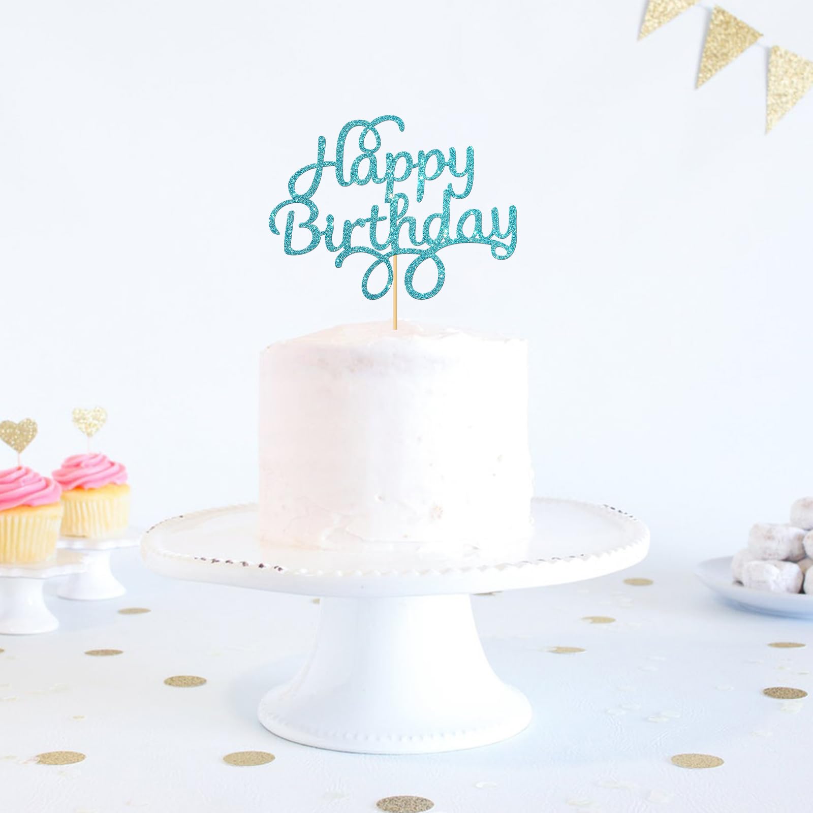 Blue Glitter Happy Birthday Cake Topper - Premium Party Decor for Birthday Cakes, Cupcakes & Desserts | Perfect for Birthday Parties, Baby Showers & Celebrations