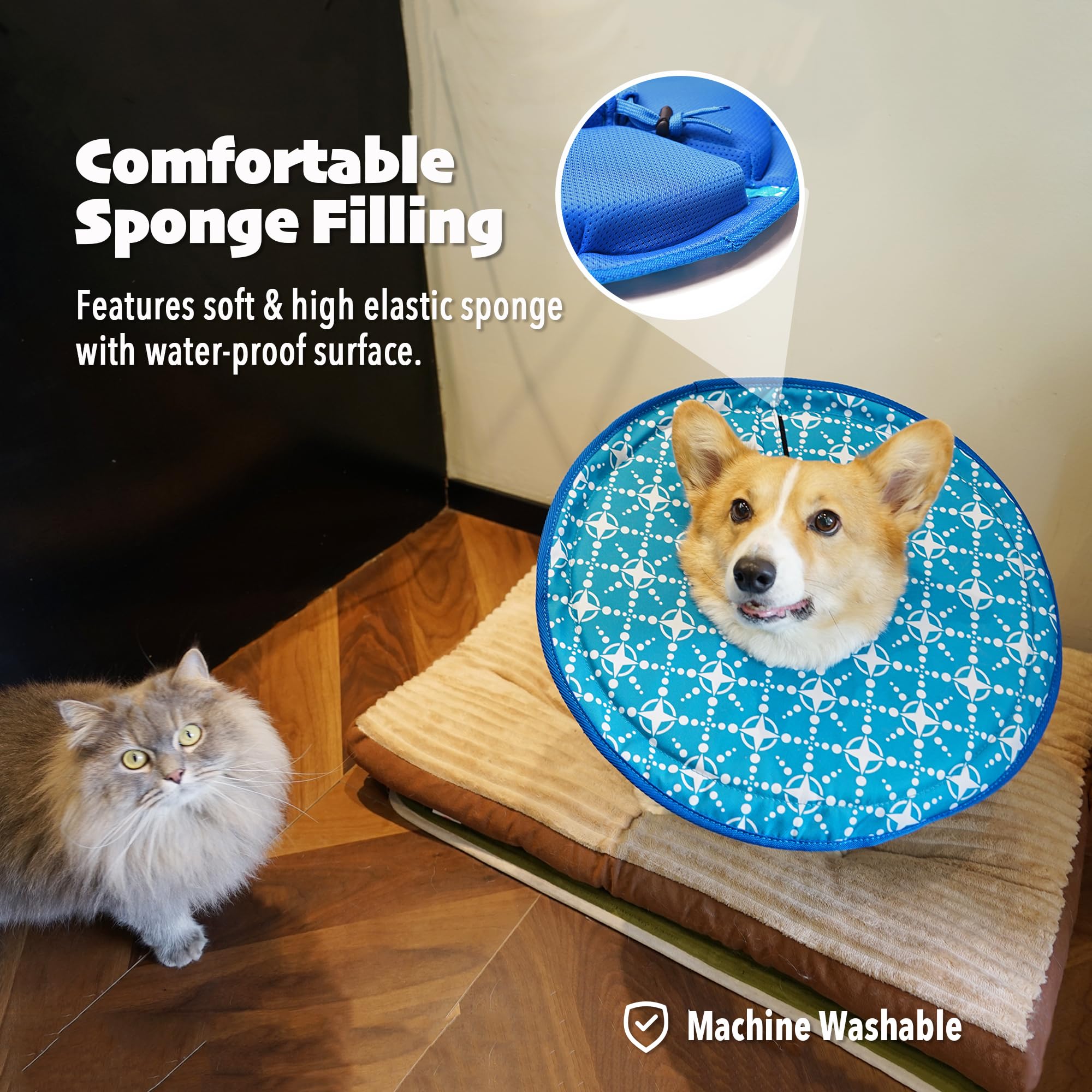 PETKARAY Soft Dog Cone Collar - Comfortable Recovery Donut Collar for Small Medium Large Dogs After Surgery (Size M) | Post-Surgery Protection for Wound Healing & Licking Prevention | Perfect for Home Recovery & Vet Visits