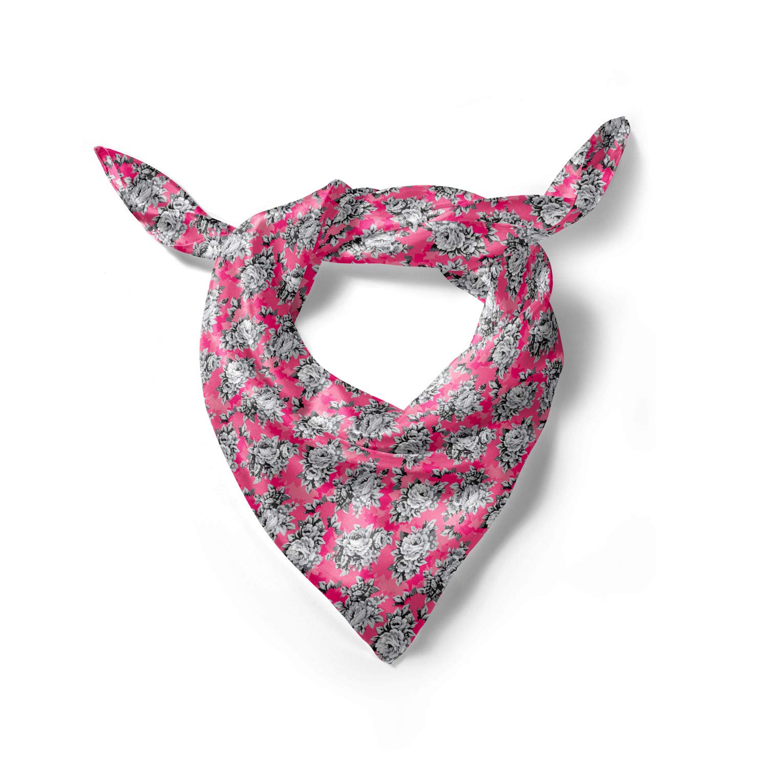 Ambesonne Peony Hair Scarf - Grey Floral Print Head Wrap for Women, Soft & Stylish Hair Accessory for Everyday Wear, Work, or Special Occasions