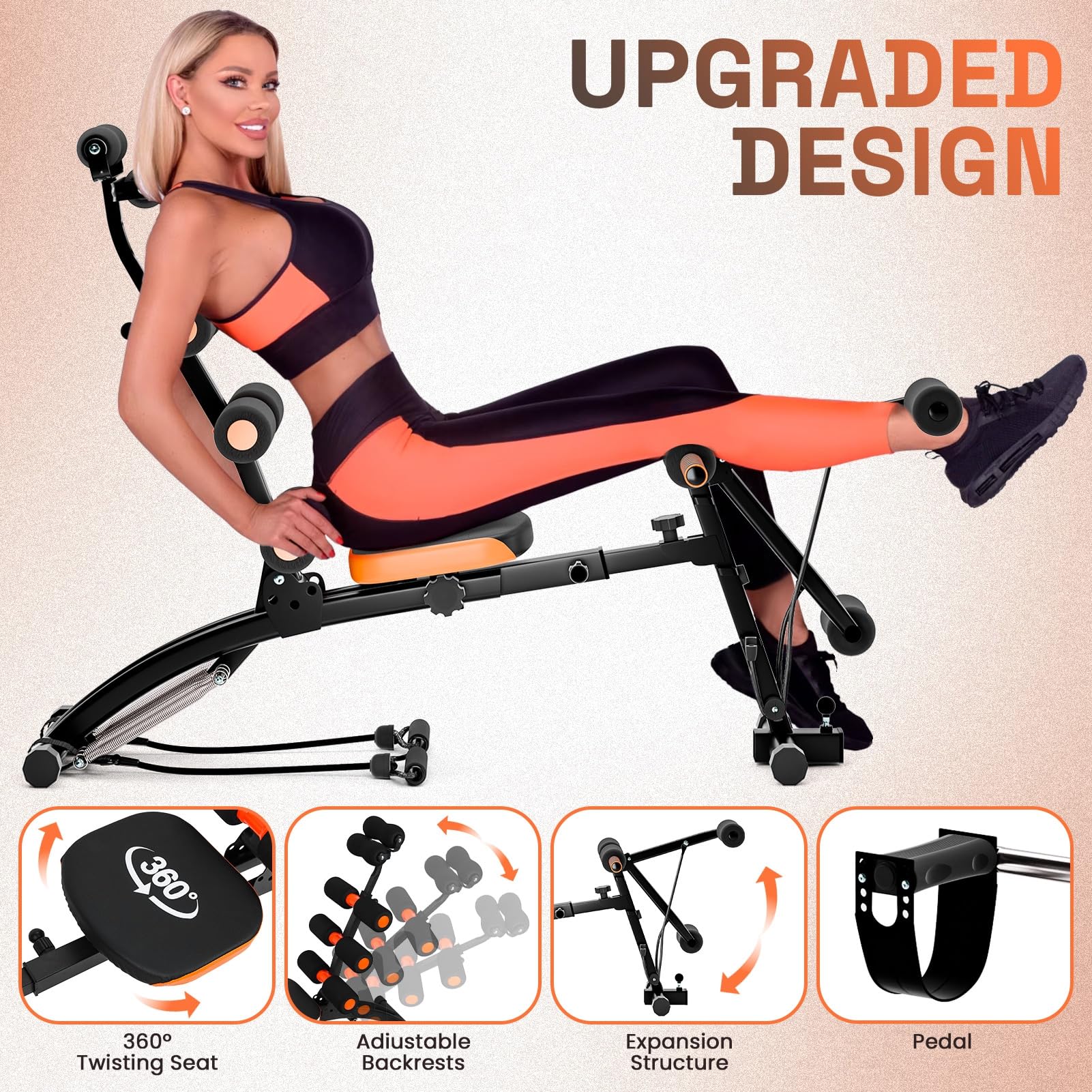 Adjustable Ab Workout Bench for Home Gym - Multi-Functional Crunch Machine & Sit Up Chair for Full Body Exercise | Perfect for Core Training, Strength Building & Home Fitness Routines (Black)