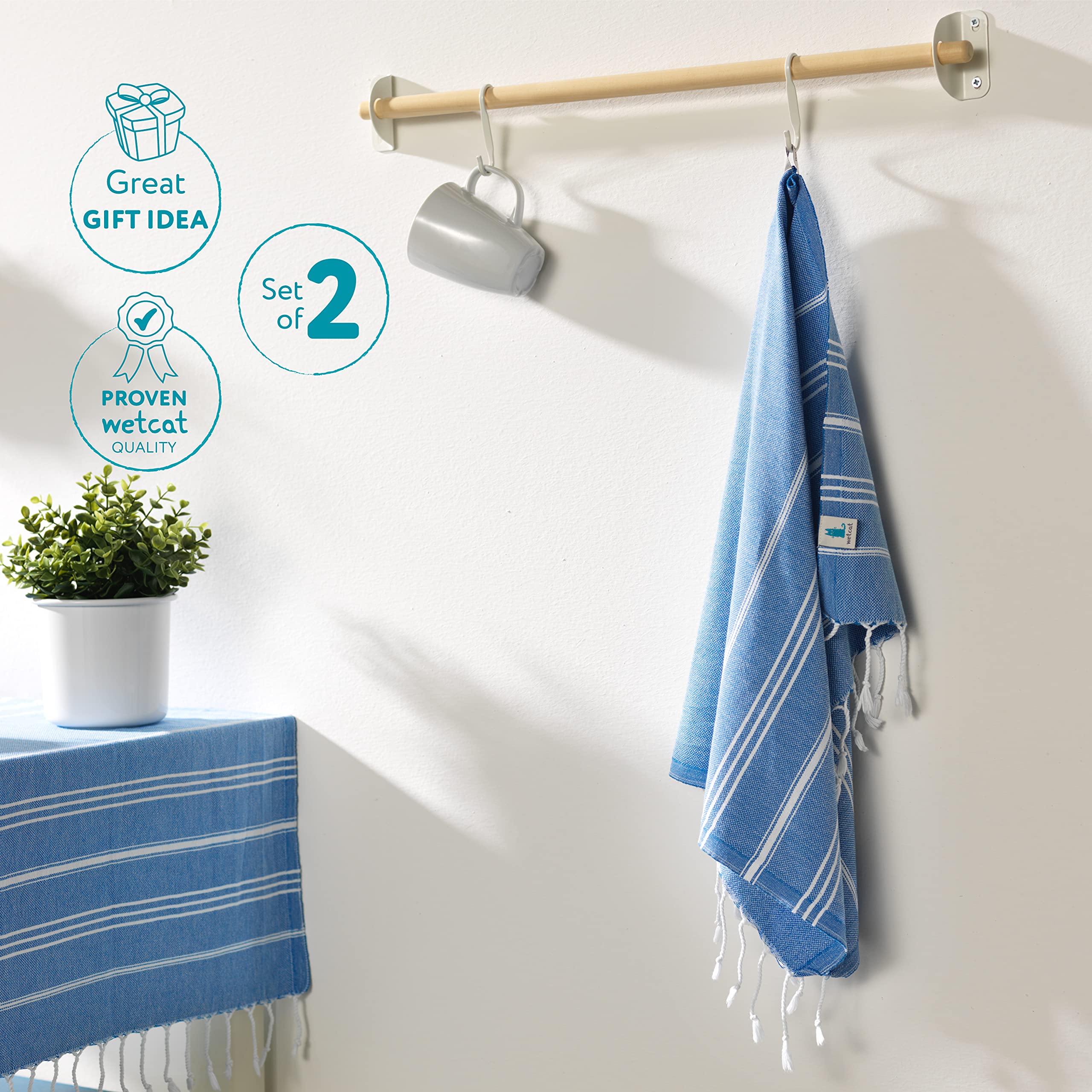 Premium WETCAT 100% Turkish Cotton Hand Towels Set of 2 (20