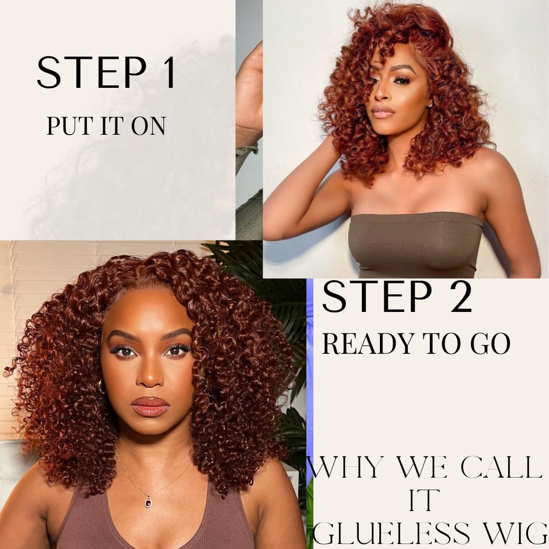 Beauty Forever 12 Inch Curly Glueless Human Hair Wig - 7x5 Bye Bye Knots Wear & Go Bob Wig in Reddish Brown 33B | Pre Plucked HD Lace Short Curly Wig for Women (150% Density) - Perfect for Daily Wear, Cosplay & Special Occasions