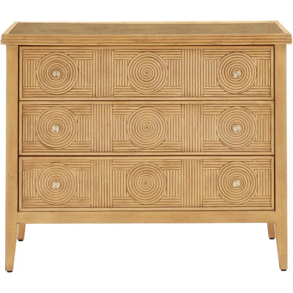 38 Inch Santos Sea Sand Wood & Glass Brown Chest - Stylish Storage Solution for Bedroom, Living Room, or Entryway Decor
