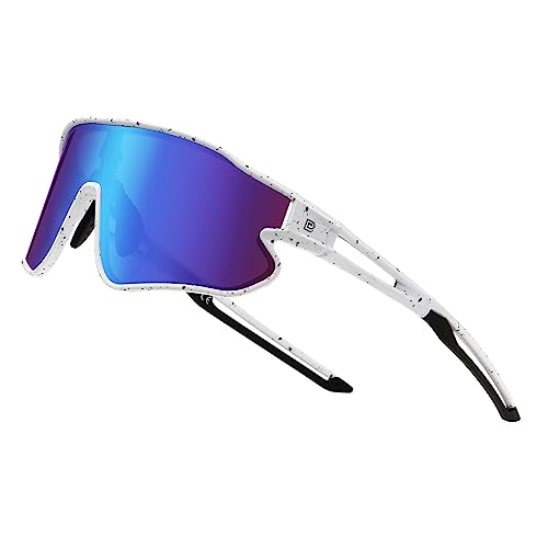 White Frame Black Temple Revo Blue Lens