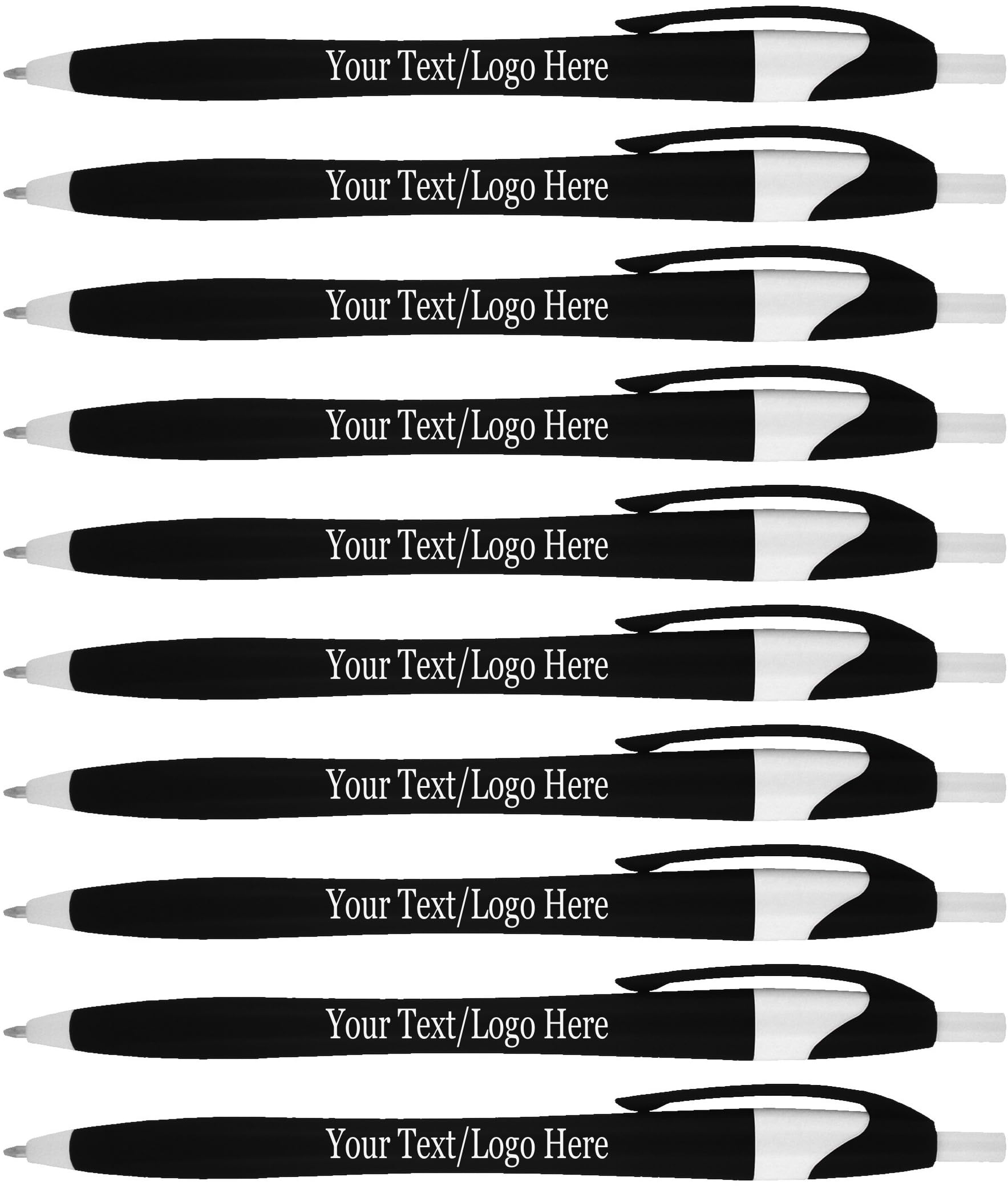 Custom Printed Slim Ballpoint Click Pens - 500 Pack Bulk with Your Logo or Text (Black Barrel & Ink) - Perfect for Business Branding, Corporate Events, Promotional Giveaways & Party Favors