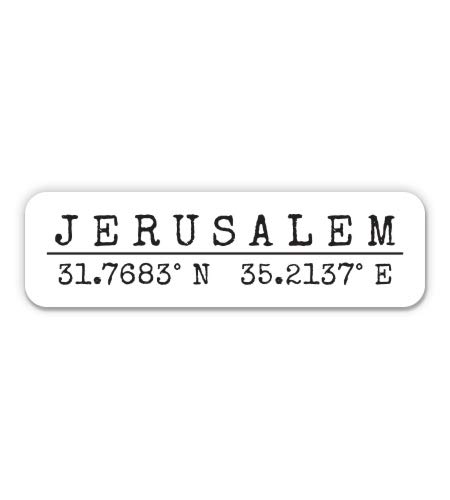 Jerusalem Israel City Coordinates Travel Luggage Vinyl Sticker Decal - 3