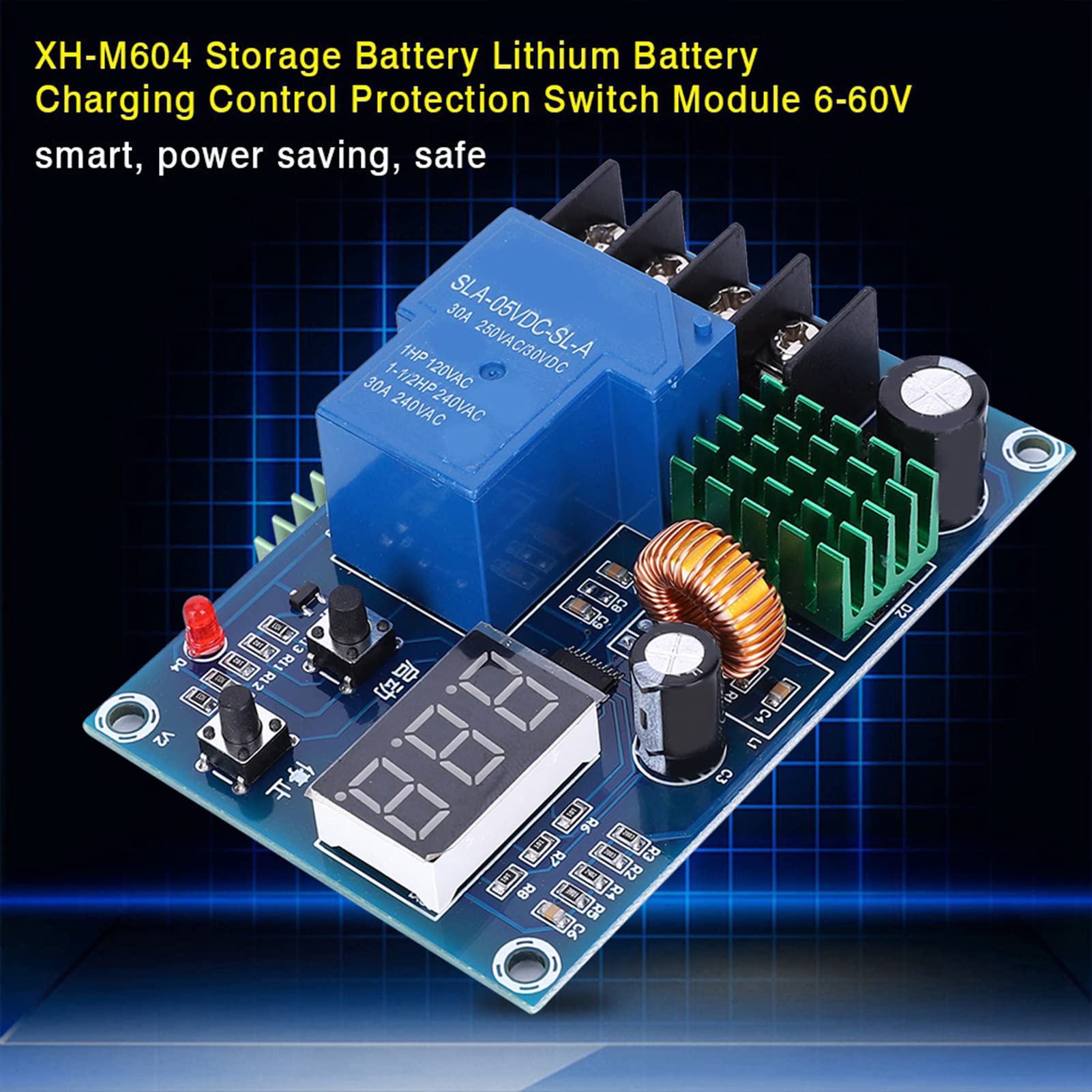 Oumefar XH-M604 6-60V Digital Display Battery Charger Control Module - DC Charging Board for Solar Power, Home, RV & DIY Projects | Perfect for Off-Grid Energy Systems & Battery Maintenance