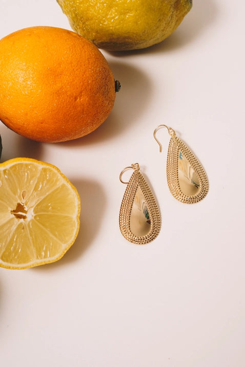 Gervais Teardrop 18K Gold Plated Brass Earrings - Elegant Dangle Drop Jewelry for Women, Perfect for Weddings, Parties & Special Occasions