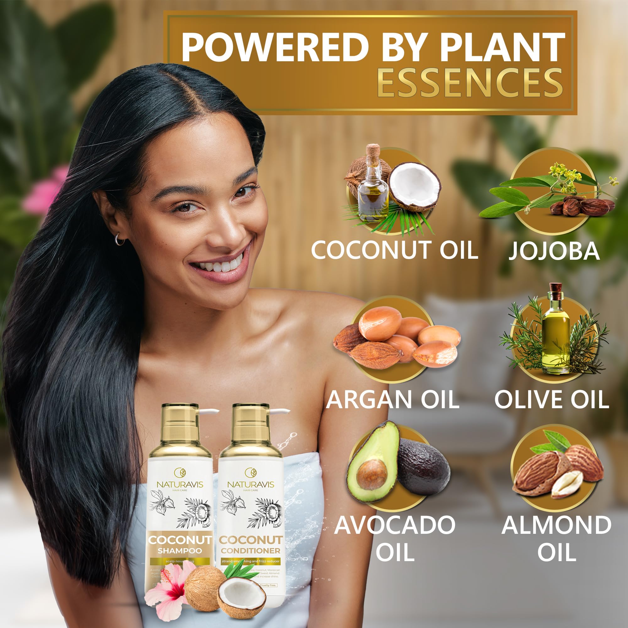 **Organic Coconut Shampoo & Conditioner Set - Sulfate & Paraben Free, Deep Moisturizing with Jojoba Oil - Hydrates Scalp & Repairs Dry, Damaged Hair - Perfect for Daily Hair Care & Salon-Quality Treatment at Home**