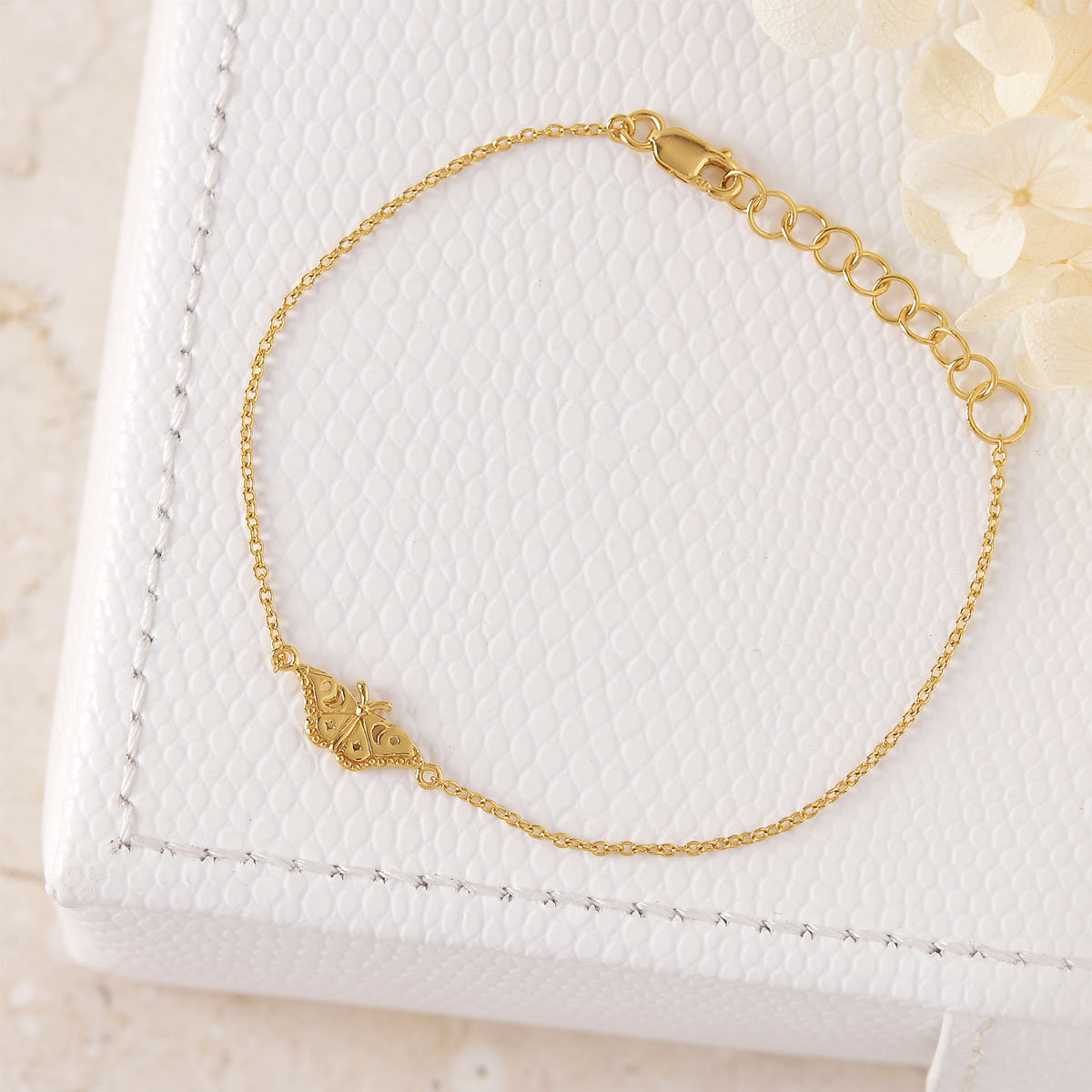 Celestial Moth Charm Bracelet - 14K Gold Plated Boho Jewelry for Women, Perfect for Everyday Wear & Special Occasions