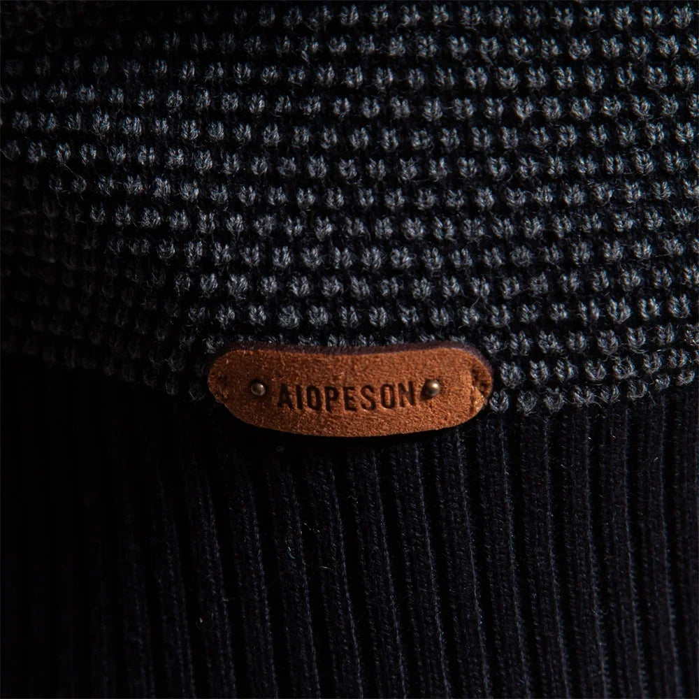 Men's Autumn Winter Patchwork Sweaters - 100% Cotton Warm Pullover Casual Knitwear for Social Gatherings | Cozy Fall & Winter Fashion for Office, Dating & Outdoor Activities