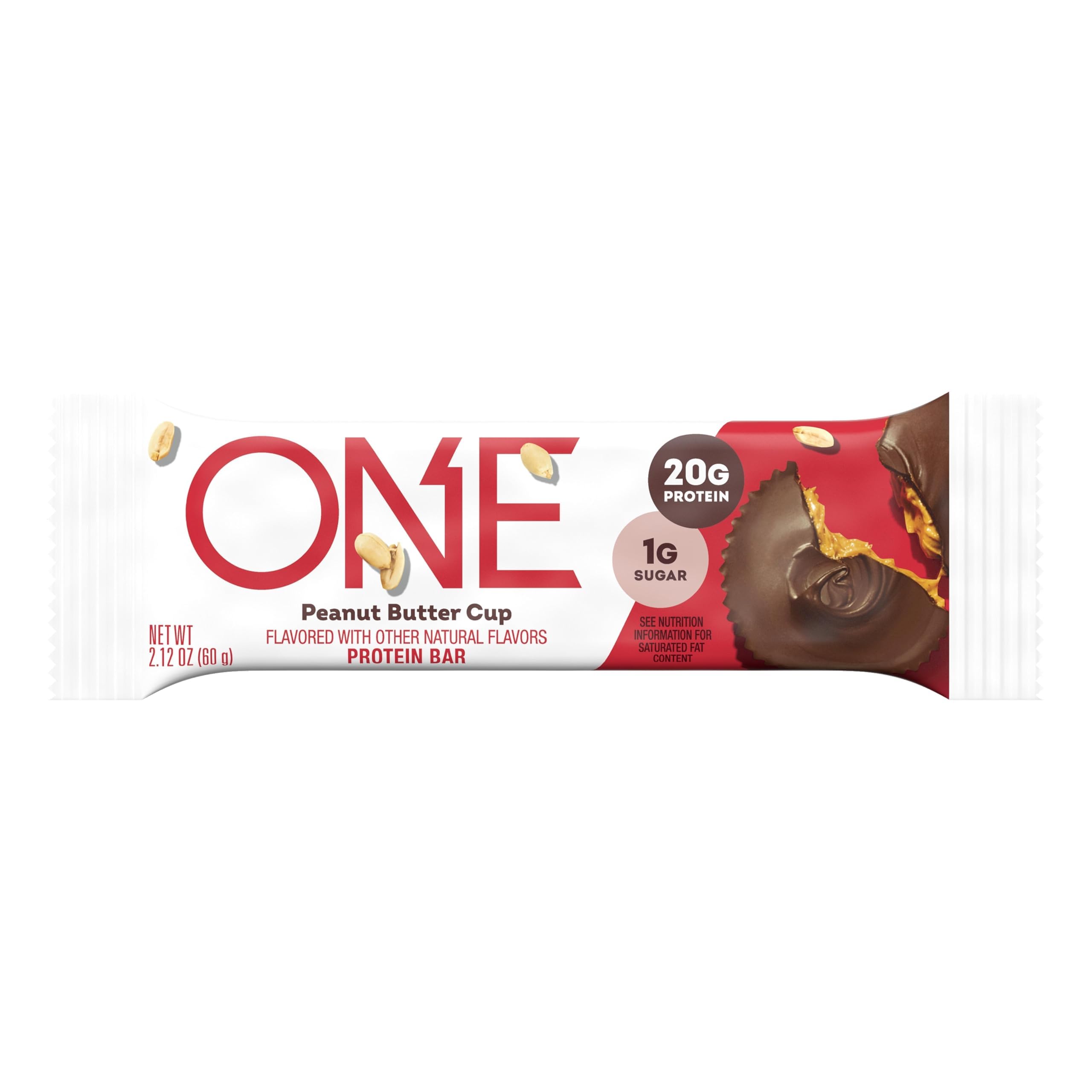ONE Protein Bars, Peanut Butter Cup - Gluten Free, 20g Protein, 1g Sugar - Healthy Snacks for Weight Loss & Muscle Building - Perfect for Gym, Hiking & On-the-Go Nutrition (12 Count, 2.12 oz Each)