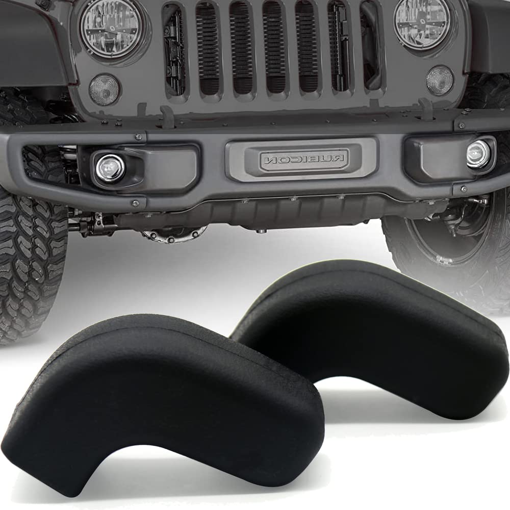 Jeep Wrangler Bumper Tow Hook Covers - 2Pcs Front Bumper Accessories for Jeep Wrangler 4XE, JK, JL, TJ & Gladiator JT (2007-2023) - Paint Protection Hook Straps for Off-Roading & Daily Driving