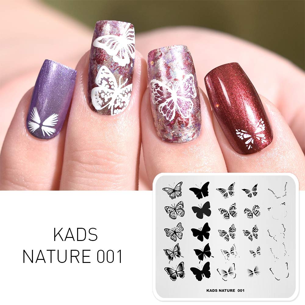 6 Pcs Nail Art Stamping Plates Set - Floral Butterfly Bunny Designs for DIY Manicure & Nail Decoration | Includes 1 Polish Stamper | Perfect for Home Salon, Parties & Gifts