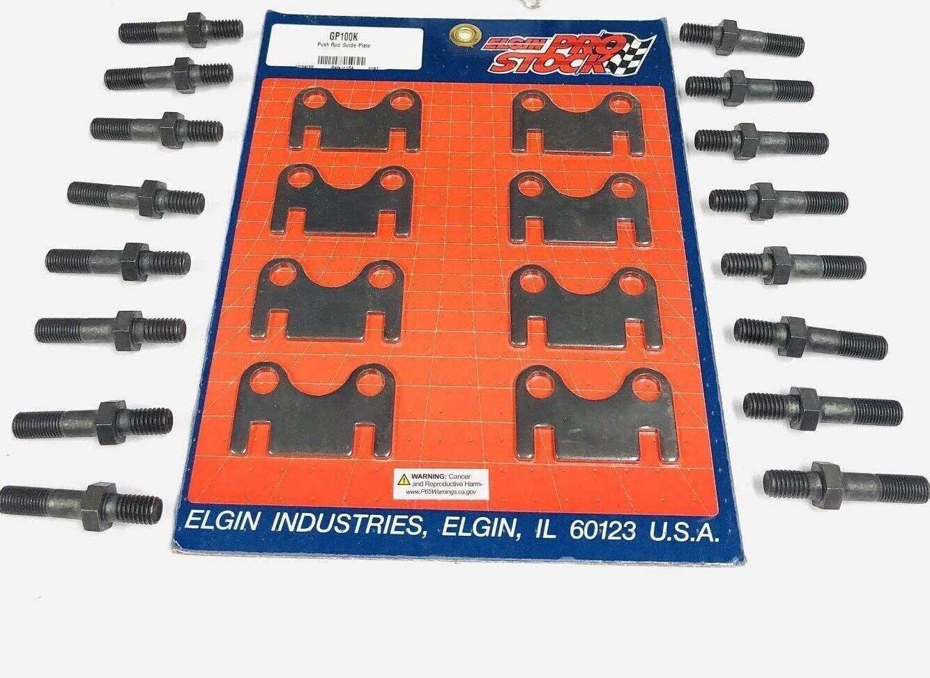 Chevy Small Block 327 350 383 400 Pushrod Guide Plates & Rocker Arm 7/16 Stud Kit - 16pc Set for Engine Rebuild & Performance Upgrade