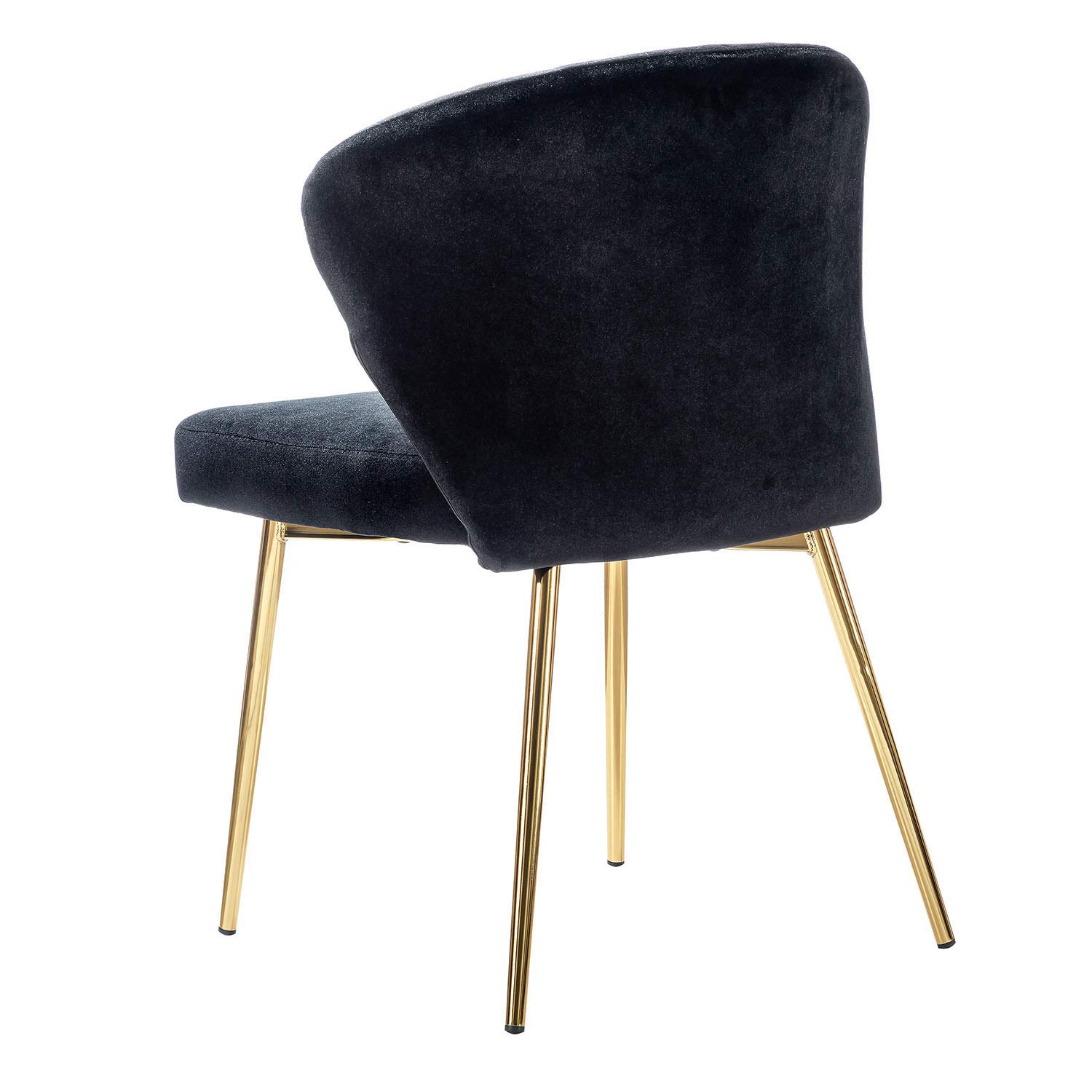 TINA'S HOME Velvet Dining Chairs Set of 2 - Modern Upholstered Side Chairs with Golden Metal Legs, Small Armless Accent Chairs for Living Room, Kitchen, Bedroom & Beauty Salon | Elegant Home Decor for Dining, Lounging & Makeup Vanity (Black)
