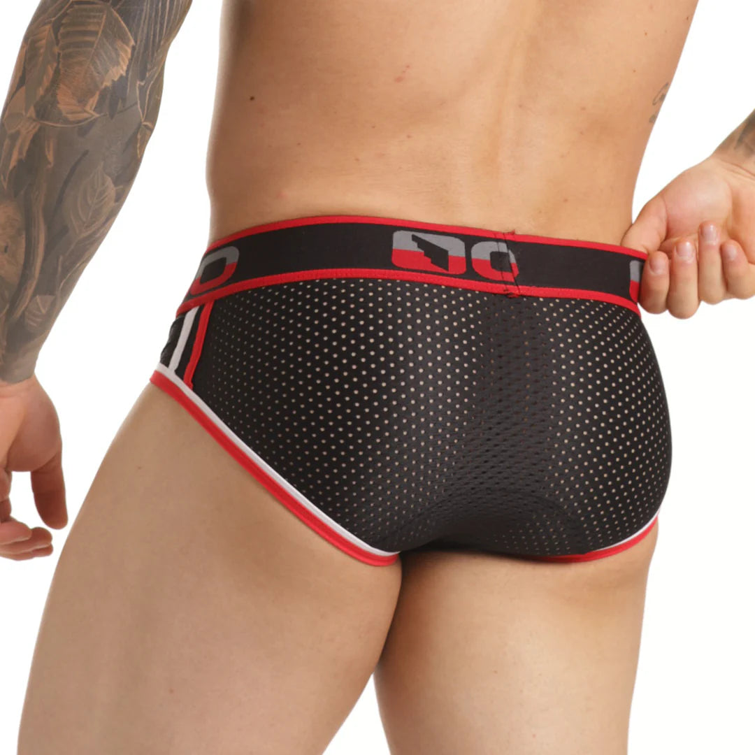 Gigo Versatile Mesh Brief Underwear for Men - Breathable & Comfortable Black/Red Boxer Briefs - Perfect for Gym, Sports & Everyday Wear