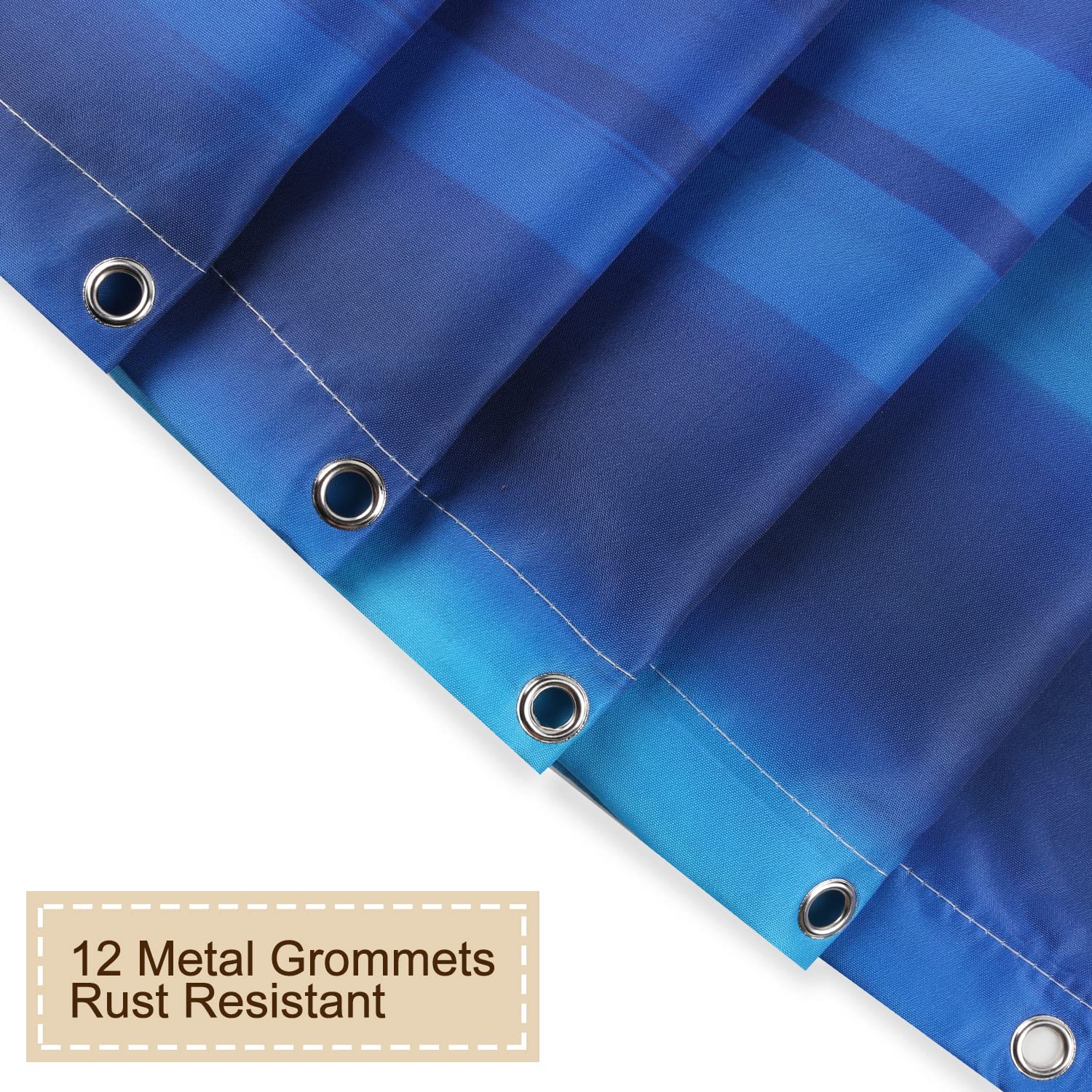 RosieLily Blue Marble Abstract Shower Curtain Set - Waterproof Bathroom Decor with 12 Hooks, 72x72 Inches (Teal & Navy Ombre Stripes) - Perfect for Modern, Coastal, or Boho Style Bathrooms
