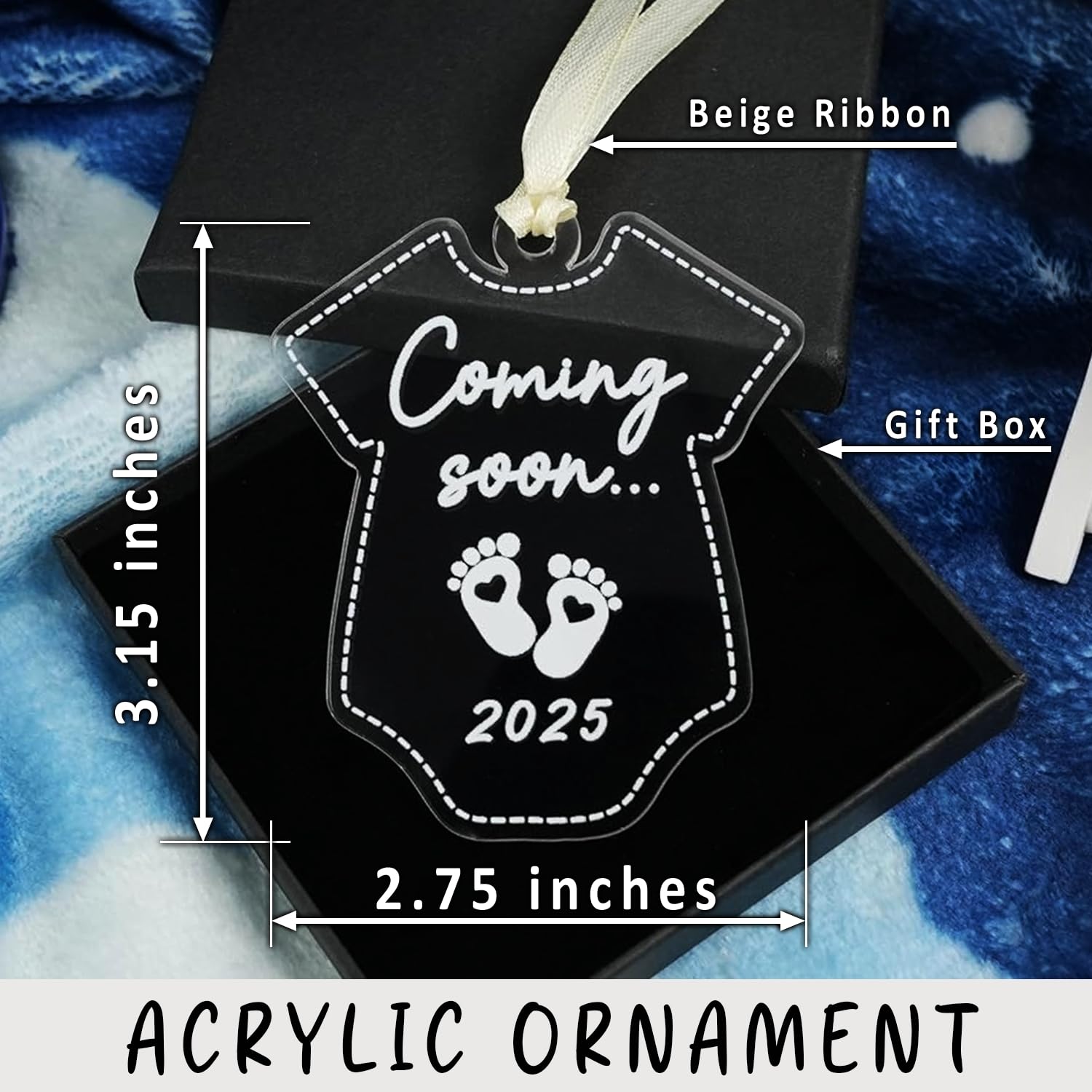 2025 Baby Announcement Acrylic Ornament - Pregnancy Keepsake for Expecting Parents, Grandparents & Family - Perfect for Gender Reveal, Baby Shower & Nursery Decor