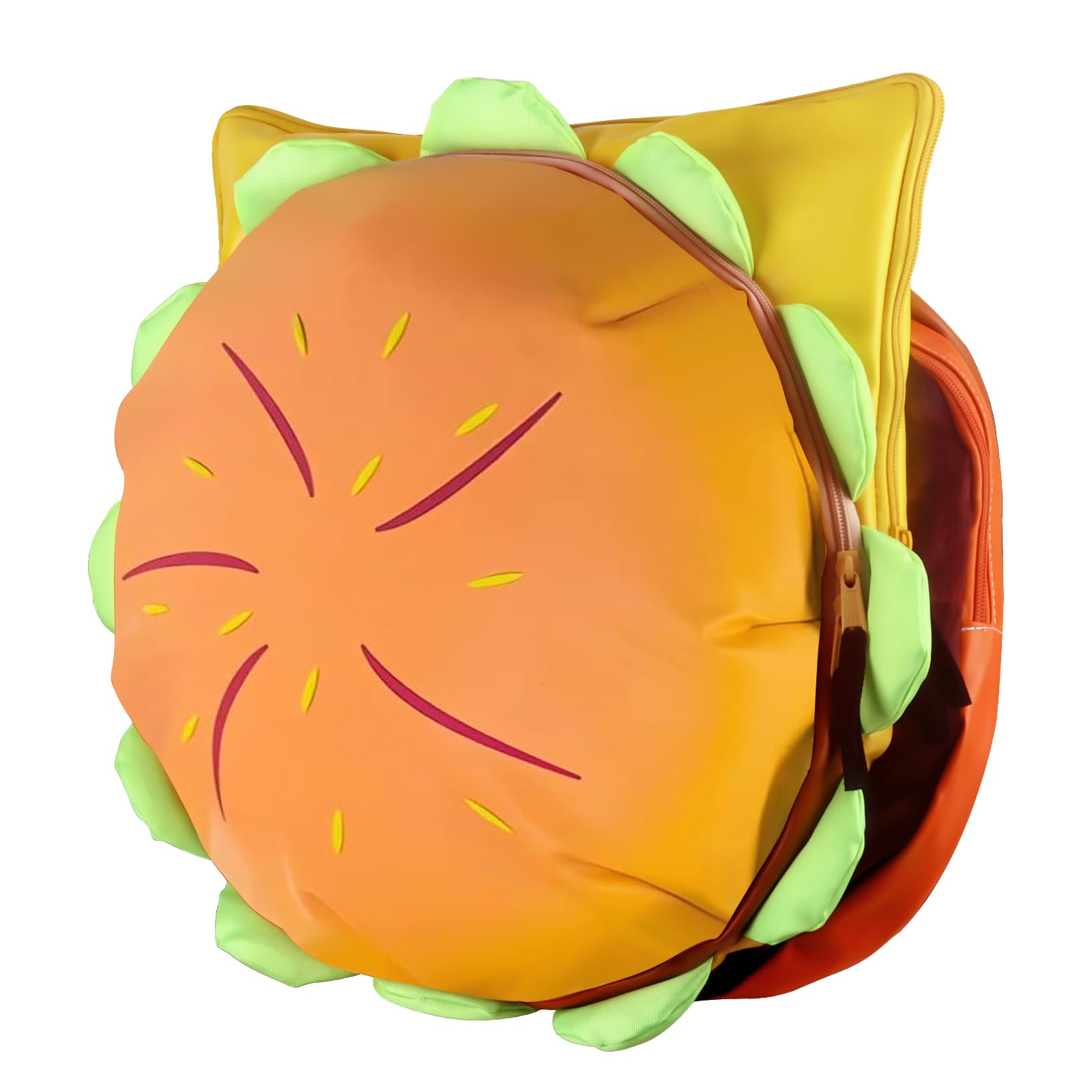 Funny Cheeseburger Backpack - Yellow Universe Hamburger Daypack with Multiple Compartments | Cute Novelty School Bag for Teens, Unique Christmas Gift for Burger Lovers
