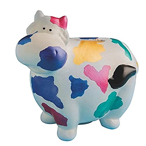 Ceramic Cow Piggy Bank - Handmade Bisque Ceramic Money Bank for Kids & Adults - Perfect for Saving Coins & Cash, Home Decor, and Gift Giving