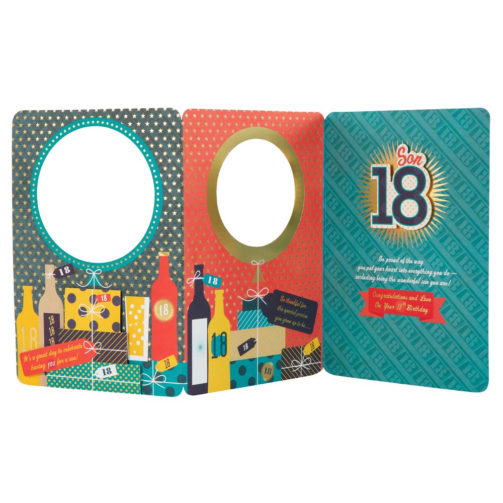 Hallmark 18th Birthday Son Contemporary 3D Greeting Card - Perfect for Milestone Celebrations & Gift Giving